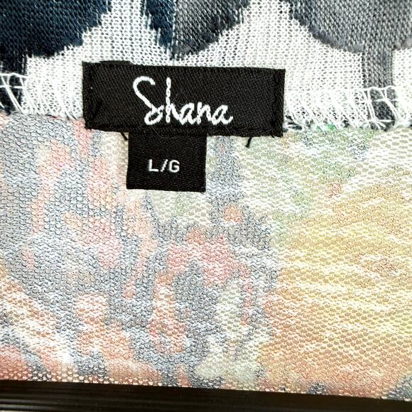 Shana Sz Large Sheer Open Front Wearable Art Tropical Kimono Blouse Shirt Top - Picture 2 of 10